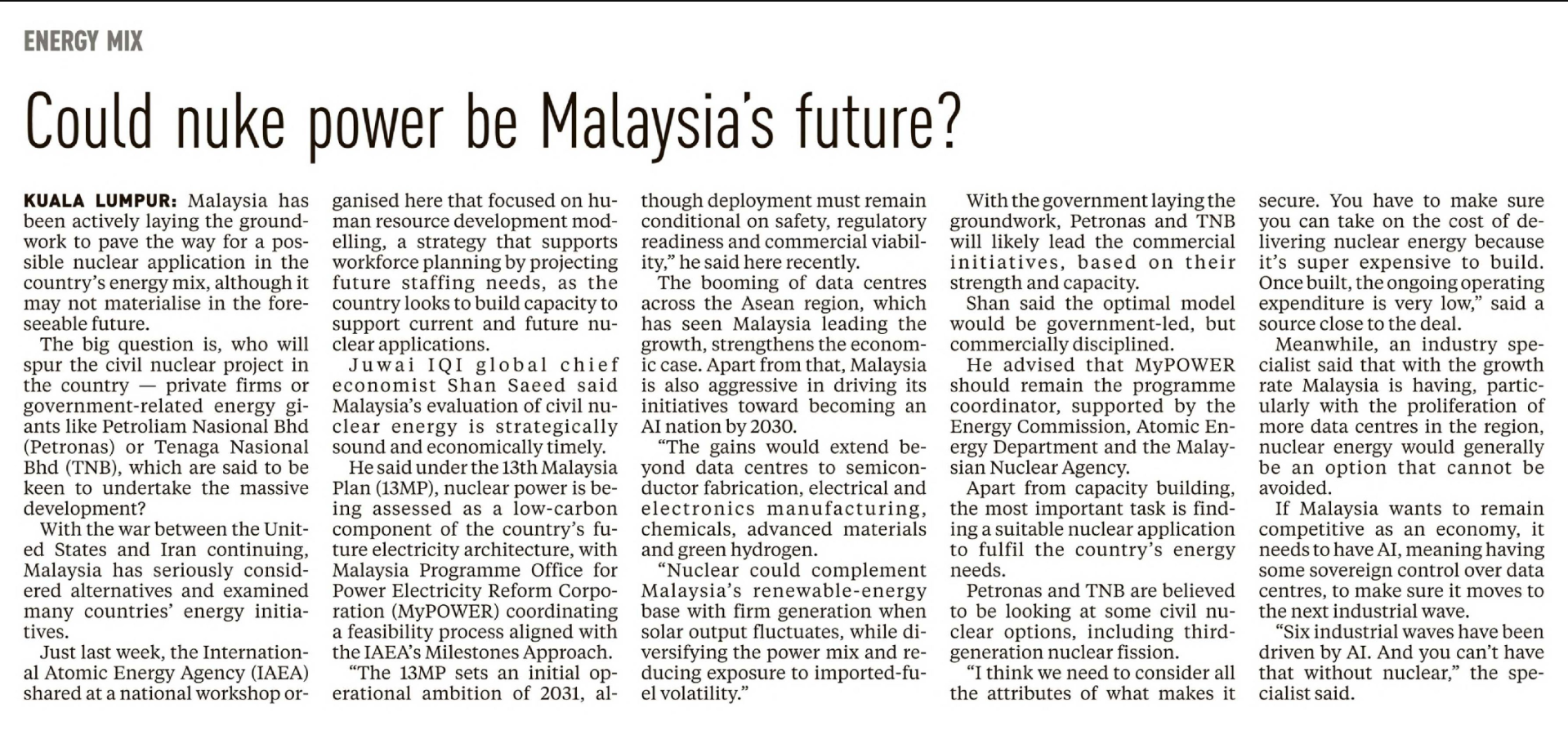 Could nuke power be Malaysia's future?
