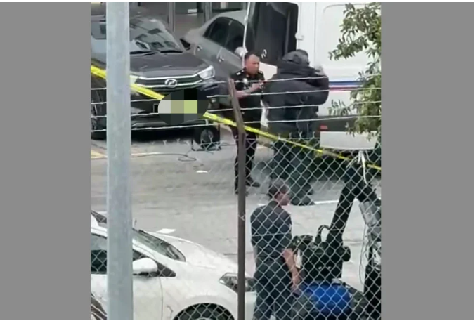 Tangkap layar video tular memaparkan keadaan di lokasi kejadian pada Isnin.